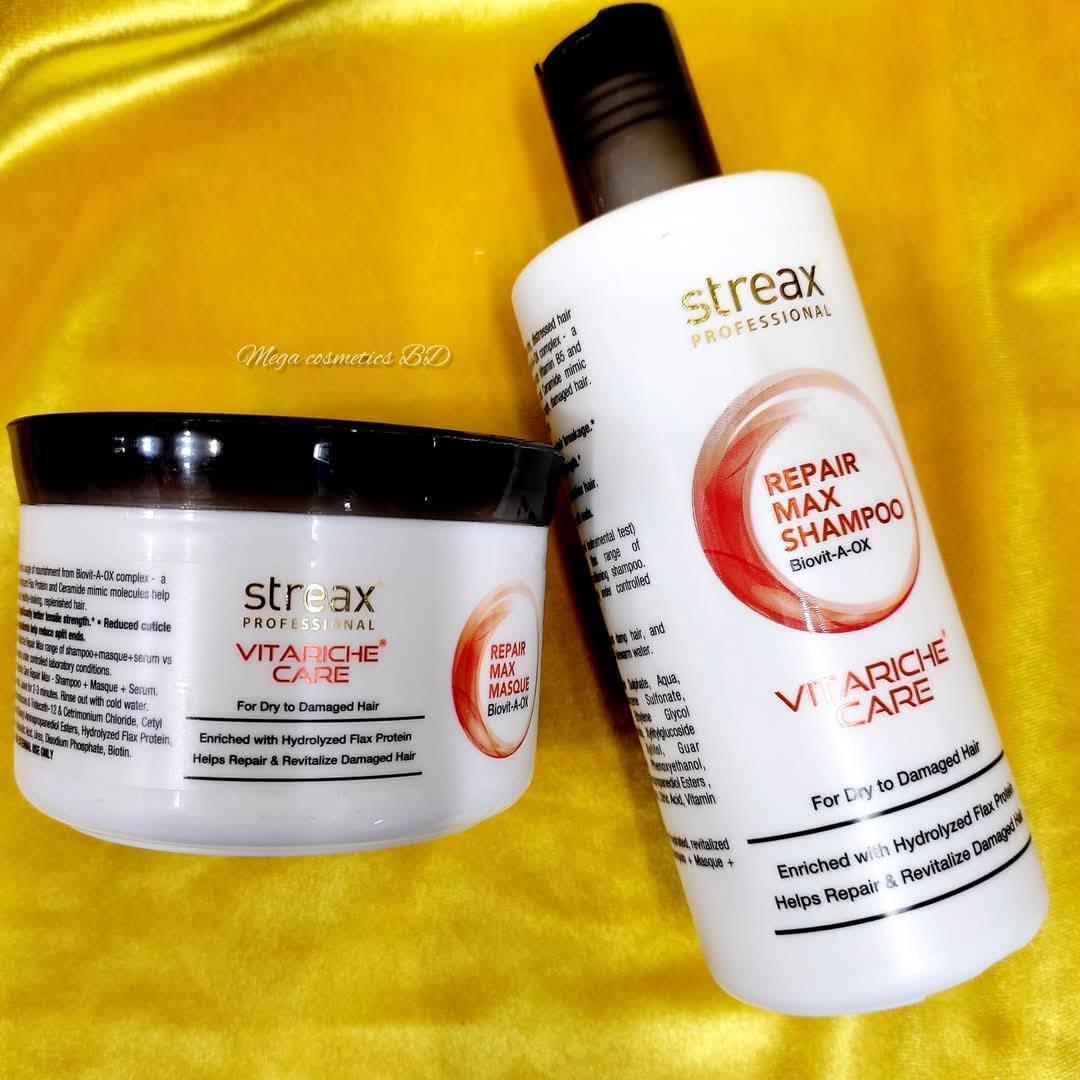 Streax Professional Vitariche Care Repair Max Shampoo & Masque Combo