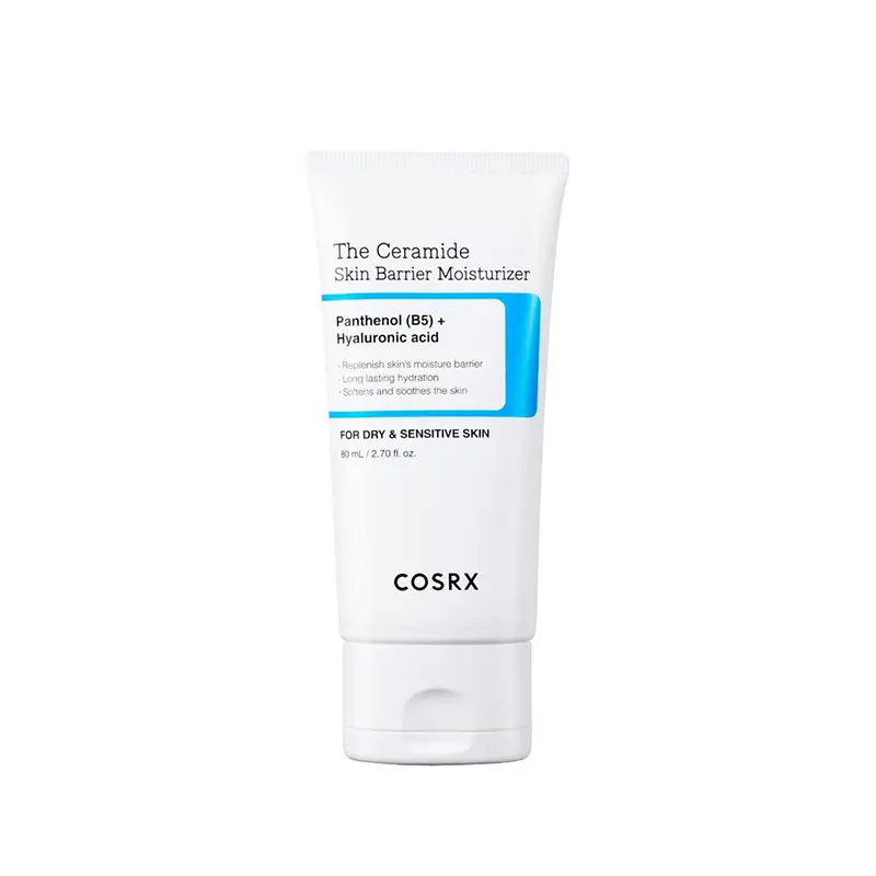 COSRX The Ceramide Skin Barrier Moisturizer deeply hydrates, repairs, and soothes sensitive, dry, or irritated skin with triple ceramides and calming centella.