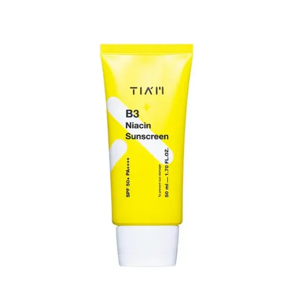 Sun exposure is one of the main causes of premature aging, pigmentation, and uneven skin tone. TIAM B3 Niacin Sunscreen SPF50+ PA+++ 50ml is a multifunctional Korean sunscreen that not only provides strong UV protection but also improves skin brightness and hydration. Formulated with Niacinamide (Vitamin B3), this sunscreen helps reduce dullness, improve uneven skin tone, and strengthen the skin barrier while protecting the skin from sun damage. With SPF50+ PA+++ broad-spectrum protection, it effectively shields the skin against harmful UVA and UVB rays that cause sunburn, dark spots, and premature aging. The lightweight and moisturizing texture spreads smoothly over the skin and absorbs quickly without leaving a greasy or sticky feeling. It works perfectly as a daily sunscreen and makeup base, leaving the skin soft, hydrated, and naturally radiant. Why TIAM B3 Niacin Sunscreen Works This sunscreen provides both sun protection and skincare benefits: Protects skin from harmful UVA and UVB rays Brightens dull and uneven skin tone Helps prevent dark spots and pigmentation Hydrates and nourishes the skin Strengthens the skin barrier Provides a smooth, non-greasy finish Unlike heavy sunscreens, this formula feels lightweight and comfortable, making it suitable for everyday use. Key Ingredients & Benefits 1. Niacinamide (Vitamin B3) Niacinamide is a powerful skincare ingredient known for brightening and strengthening the skin. Benefits: Improves uneven skin tone Reduces dullness and pigmentation Minimizes the appearance of pores Strengthens the skin barrier Enhances overall skin brightness 2. Broad-Spectrum UV Filters (SPF50+ PA+++) Provides strong protection against harmful sun rays. Benefits: Protects against UVA (aging rays) Protects against UVB (burning rays) Prevents sunburn and skin damage Reduces risk of dark spots and hyperpigmentation 3. Hydrating & Skin Conditioning Ingredients Helps maintain skin moisture and comfort. Benefits: Keeps skin hydrated throughout the day Prevents dryness caused by sun exposure Leaves skin soft and smooth Supports healthy skin barrier Texture & Finish TIAM B3 Niacin Sunscreen has a lightweight and smooth texture: Fast-absorbing formula Non-greasy and non-sticky No heavy white cast Leaves a natural glowing finish Perfect for daily use under makeup or as the last step of your skincare routine. Who Should Use This Sunscreen? Ideal For Dull or uneven skin tone Skin prone to pigmentation People looking for brightening sunscreen Daily sun protection routine Lightweight sunscreen lovers Suitable For Normal skin Dry skin Combination skin Most sensitive skin types Benefits at a Glance Strong Sun Protection SPF50+ PA+++ protection Shields skin from UVA and UVB rays Prevents sun damage and dark spots Brightening Care Niacinamide improves skin tone Reduces dullness Enhances natural glow Hydration & Comfort Moisturizes skin throughout the day Lightweight and breathable Non-greasy finish How to Use TIAM B3 Niacin Sunscreen Step-by-Step Instructions Complete your basic skincare routine (cleanser, toner, serum, moisturizer). Apply a generous amount of sunscreen to your face and neck. Gently spread evenly across the skin. Use as the final step of your morning skincare routine. Tips Apply 15–20 minutes before sun exposure. Reapply every 2–3 hours if exposed to sunlight for long periods. Expected Results Immediate Protected skin from sun exposure Hydrated and comfortable feel Smooth, natural finish With Regular Use Brighter and more even skin tone Reduced dullness Healthier and protected skin Why You’ll Love TIAM B3 Niacin Sunscreen SPF50+ PA+++ strong UV protection Brightens skin with Niacinamide Lightweight and non-greasy texture Hydrates while protecting skin Perfect for everyday sunscreen use TIAM B3 Niacin Sunscreen