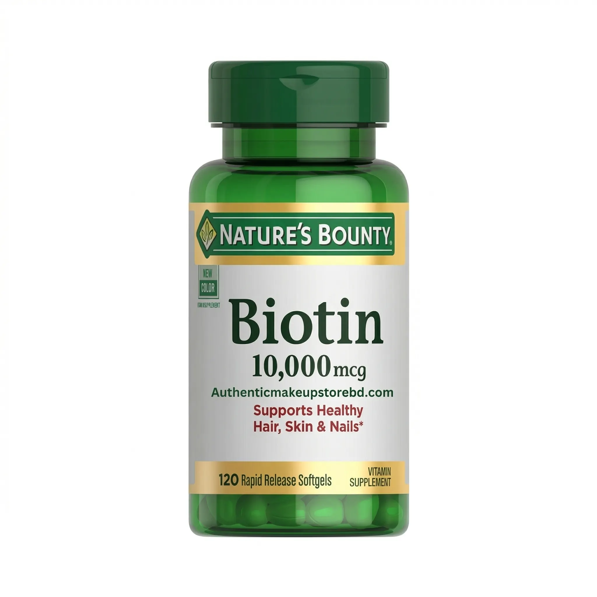 Nature's Bounty Biotin 10,000 mcg for Hair, Skin & Nails - 120 Softgels (USA) (1) Nature's Bounty Biotin 10,000 mcg for Hair, Skin & Nails - 120 Softgels (USA) - Image 1