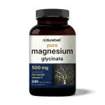 Pure Magnesium Glycinate 500mg with Fat Soluble Vitamin C, Veggie Capsules